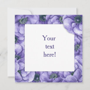 Carte de fleurs d'anémone violette