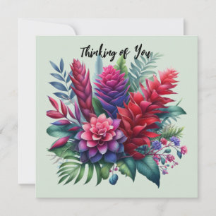 Carte de fleurs de gingembre tropicales vibrantes