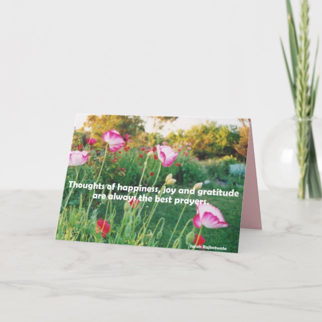 Carte de fleurs de jardin de pensées de bonheur (Devant)