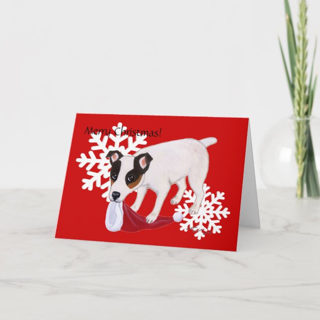 Carte de flocons de neige de Noël de Jack Russell (Devant)