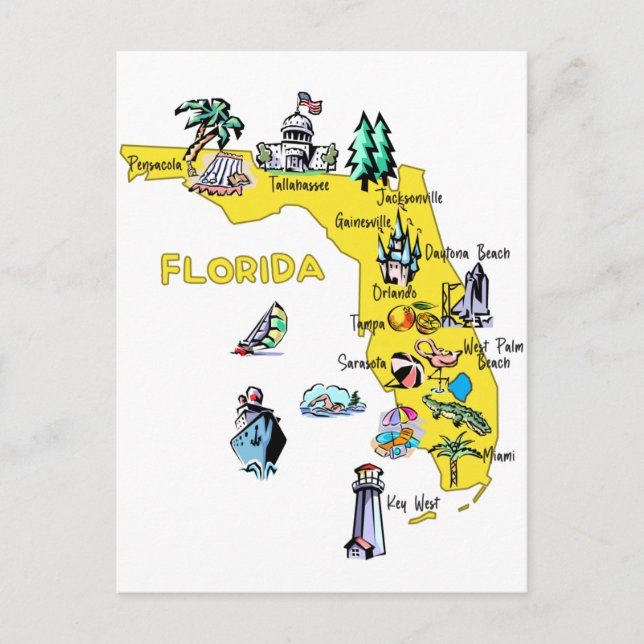 Carte de Floride avec les grandes villes Destinati (Devant)