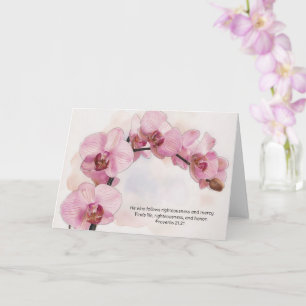 Carte de foi avec fleurs d'orchidée et verset bibl