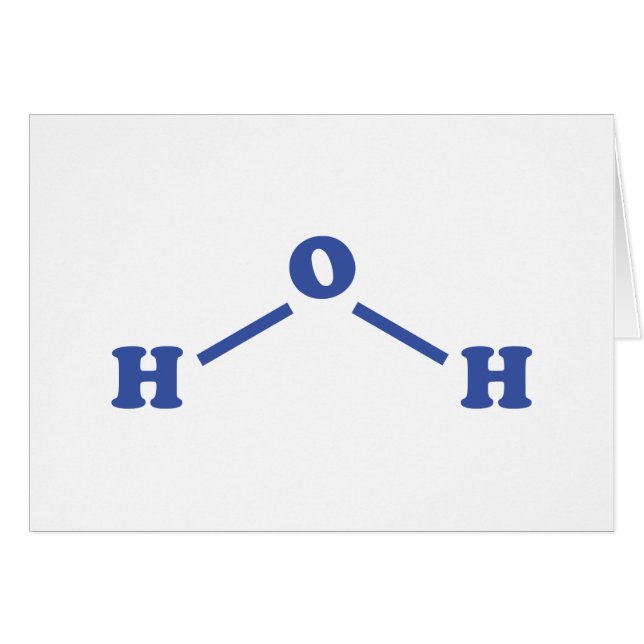 Carte de formule chimique moléculaire de l'eau (Devant horizontal)