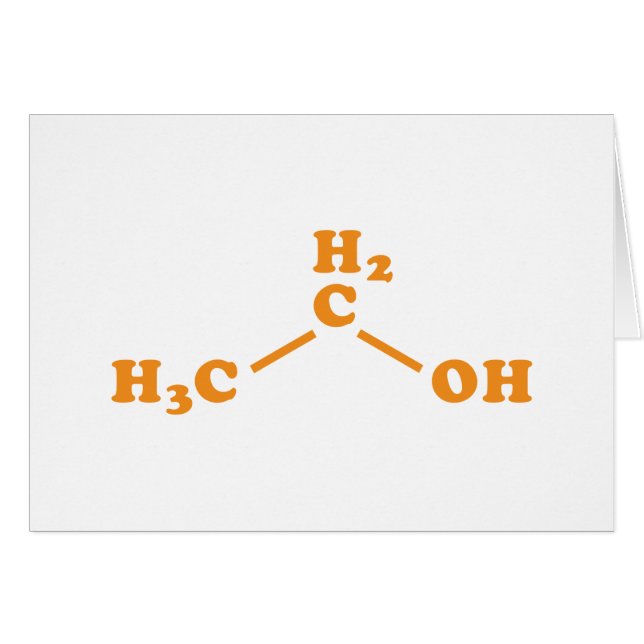 Carte de formule chimique moléculaire de l'éthanol (Devant horizontal)