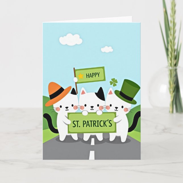 Carte de fun de la Saint-Patrick pour chats (Devant)