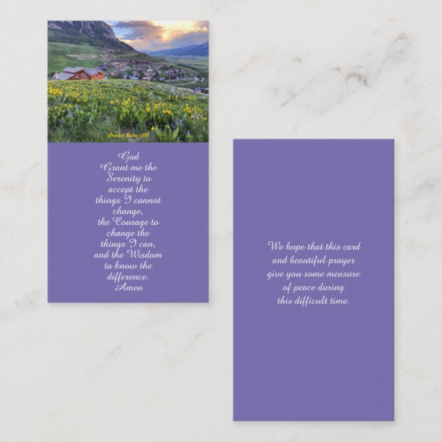 Carte de funérailles florales (Devant / Derrière)
