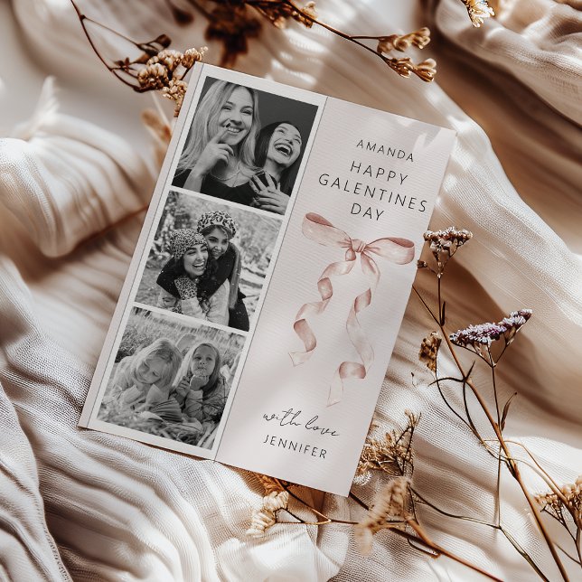 Carte de Galentines Day avec un nœud papillon tend (Créateur téléchargé)