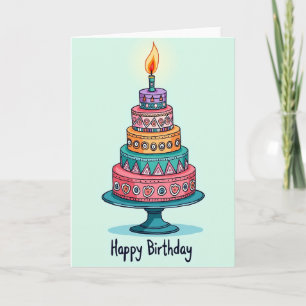 Carte de gâteau à chandelle joyeuse