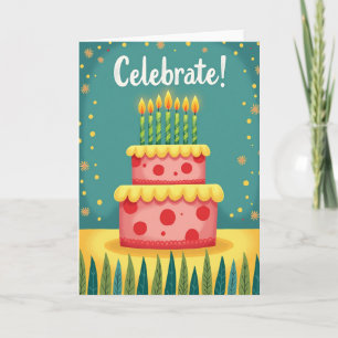 Carte de gâteau à pois pour célébrer