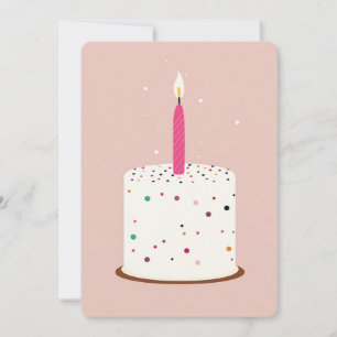 Carte de gâteau d'anniversaire avec bougie   Festi