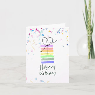 Carte de gâteau d'anniversaire avec Confetti