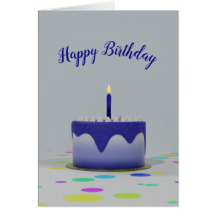Carte de gâteau d'anniversaire bleu