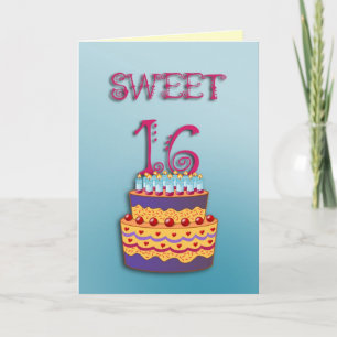 Carte de gâteau d'anniversaire du bonbon 16