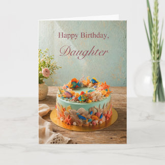 Carte de gâteau d'anniversaire fille océan