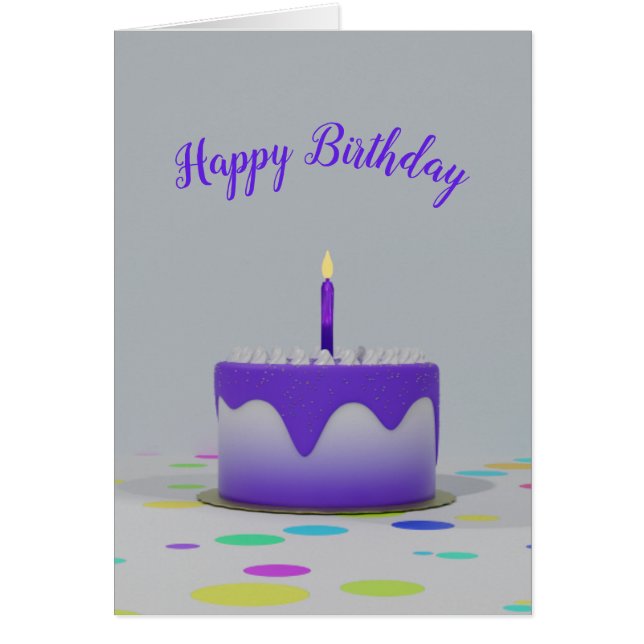 Carte de gâteau d'anniversaire violet (Devant)