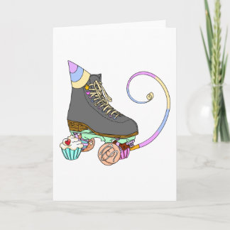 Carte de gâteau de fête d'anniversaire de patinage