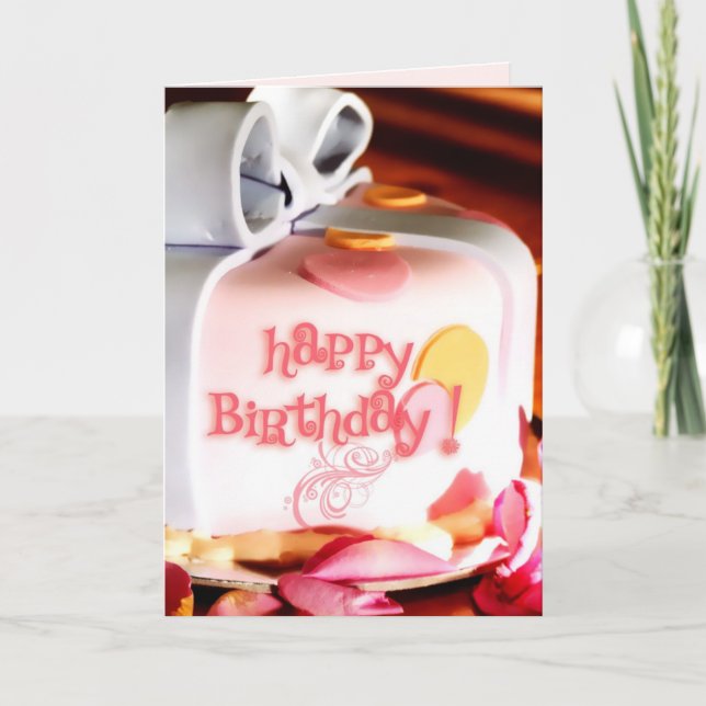 Carte de gâteau et de pétales Roses (Devant)