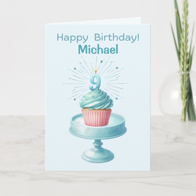 Carte de gâteau personnalisée 9e anniversaire (Devant)