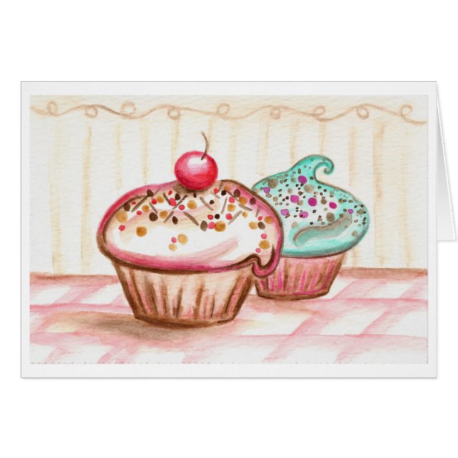 Carte de gâteaux à saupoudrer de cerise (Devant horizontal)
