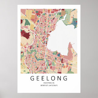Carte de Geelong Australie Poster | Art mural de v