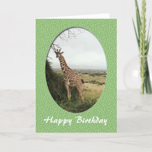 carte de girafe d'anniversaire heureuse