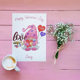 Carte de gnome de la Saint-Valentin personnalisée