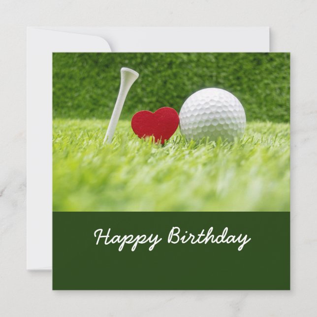 Carte de golf balle de golf et tee sur vert avec a (Devant)