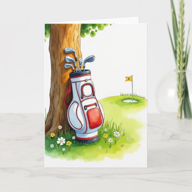 Carte de golf pour la fête des pères pittoresque (Devant)