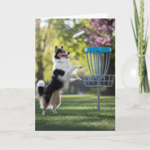 Carte de golfeur de disque de Sheltie mignon