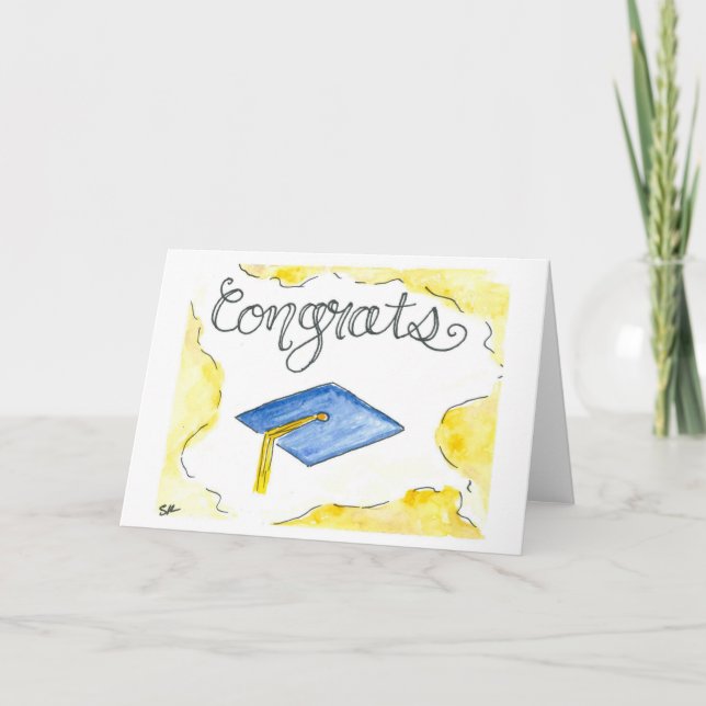 Carte de graduation aquarelle (Devant)