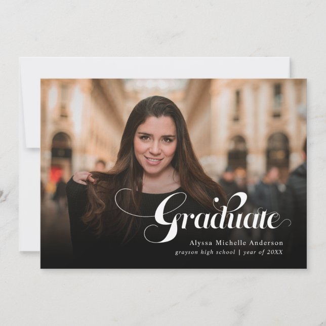 Carte de graduation moderne élégante de typographi (Devant)