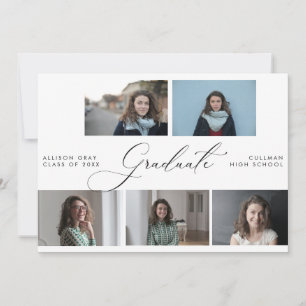 Carte de graduation photo de script moderne