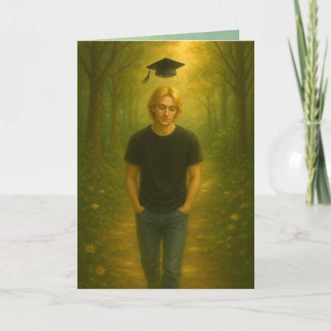 Carte de graduation pliée personnalisée Homme avec (Devant)