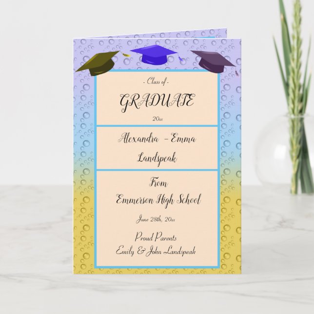 Carte de graduation pour bulles arc-en-ciel (Devant)