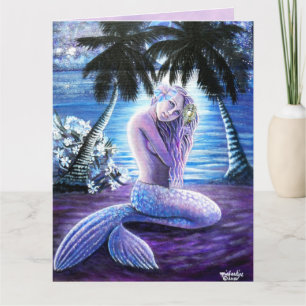 Carte de grand salut Mermaid Lune