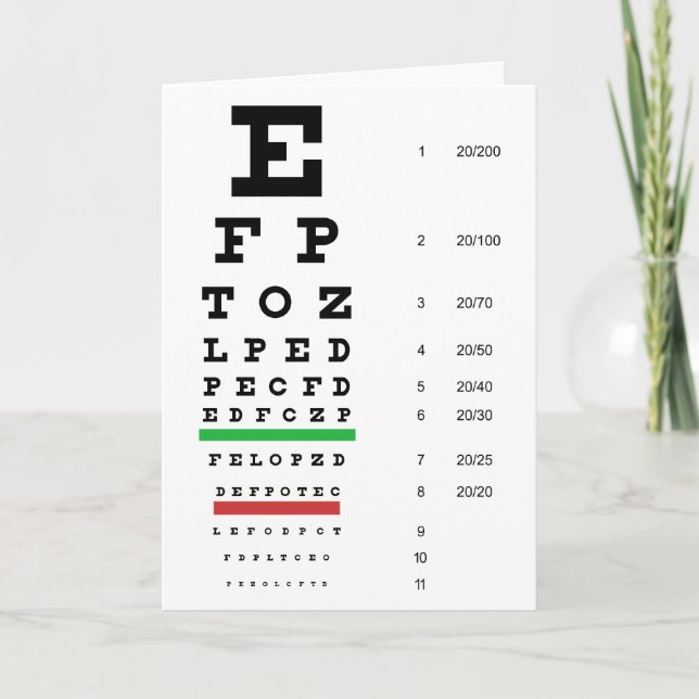 Carte de graphique oeil Snellen (Devant)