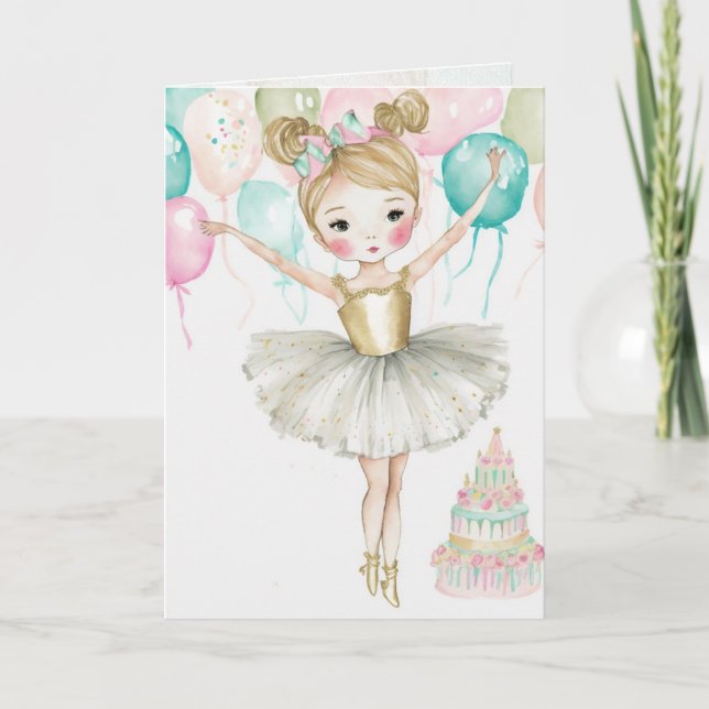 Carte de graphisme de ballerine, anniversaire, pet (Devant)
