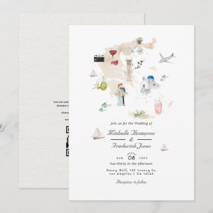 Carte de Grèce Code QR RSVP Mariage de Destination