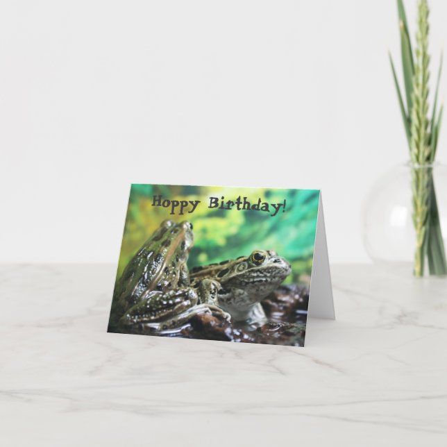 Carte de grenouille d'anniversaire Hoppy (Devant)