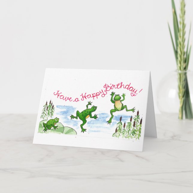 Carte de grenouilles de joyeux anniversaire (Devant)