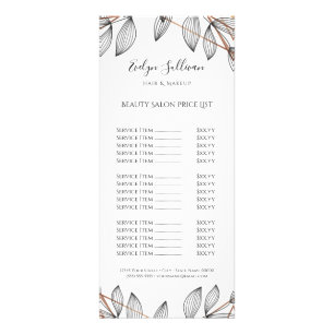 carte de grille de tarif cadre géométrique feuilla