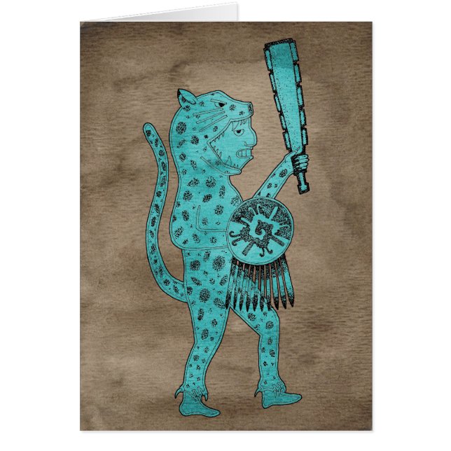 Carte de guerrier de Jaguar (bleue sur le brun) (Devant)