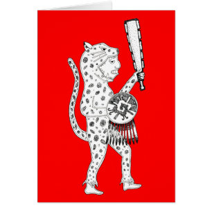 Carte de guerrier Jaguar (blanc sur rouge)