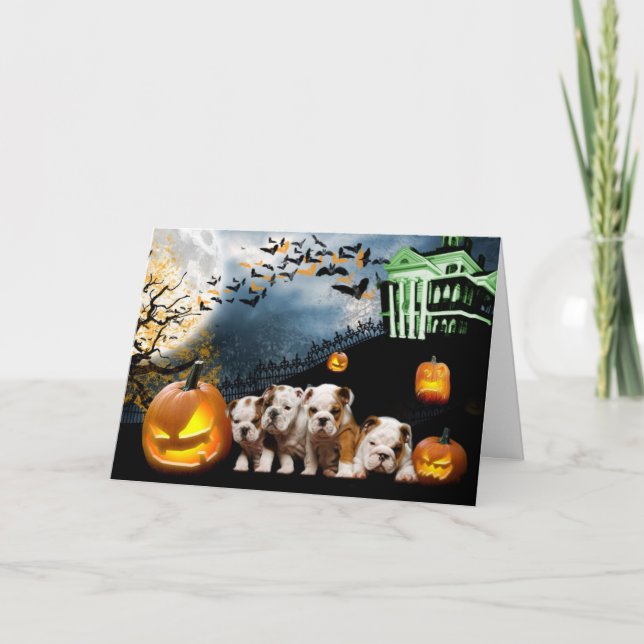 Carte de Halloween de bouledogue (Devant)