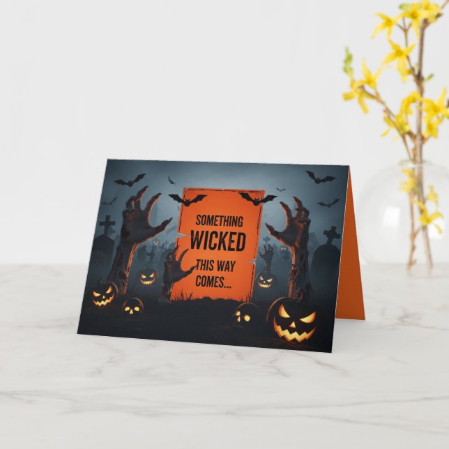 Carte de Halloween de cimetière méchant (Fleur jaune)