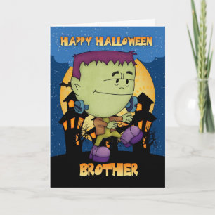 carte de Halloween de frère avec frapper du pied