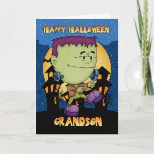 carte de Halloween de petit-fils avec frapper du