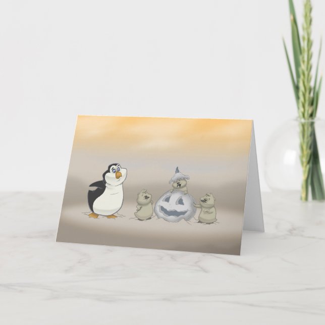 Carte de Halloween de pingouin (Devant)