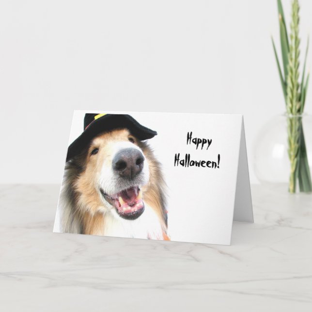 Carte de Halloween de sorcière de colley (Devant)