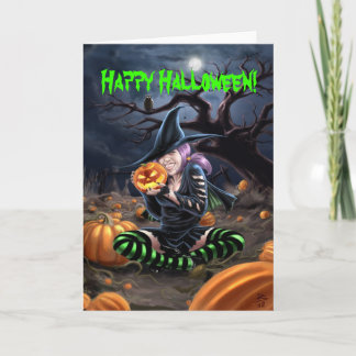 Carte de Halloween de sorcière de vampire